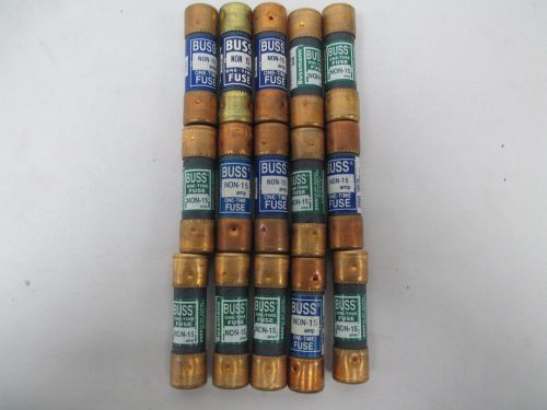 LOT 15 NEW BUSSMANN NON-15 FUSE 15A AMP 250V-AC ONE-TIME D318364