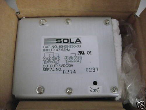 Sola Power Supply 83-05-230-03 5 vdc 3 a