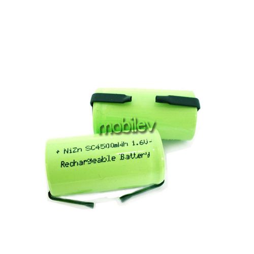 36 x 4500mwh sub c 1.6v volt nizn rechargeable battery cell pack with tab green for sale