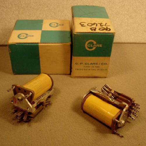 FOUR C.P. CLARE RELAYS, 14700 TURNS, 1300 OHMS, 2 IN BOXES, 2 LOOSE, UNYUSED