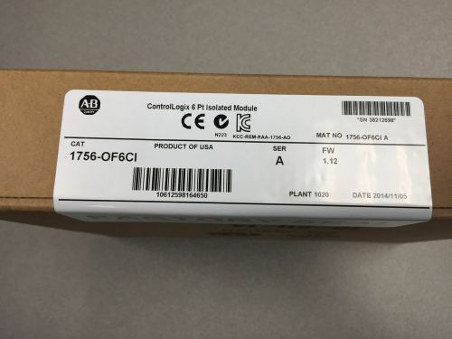 *Factory Sealed* 2014 Allen Bradley 1756-OF6CI ControlLogix Isolated O/P Module