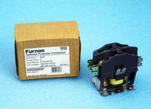 New furnas definite purpose contactor 45eg20agx591, 2 pole 30/40 amps for sale