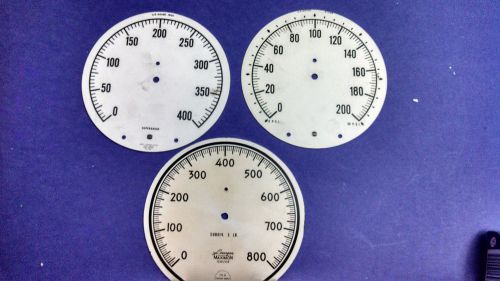 Steam pressure gauge faceplates set of 3 different ones for sale