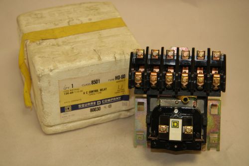 Square d 8501 h0-60 open ac control relay 15 amp 120-60 coil 80030 nema a600 for sale