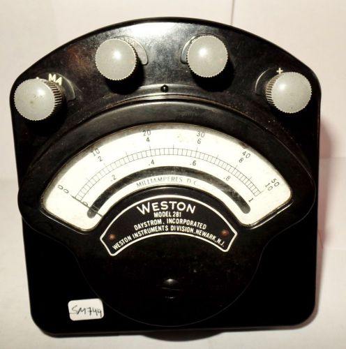 Weston dc square meter large 5&#034; milliamperes ammeter amps 0-50 / 0-10 ma for sale