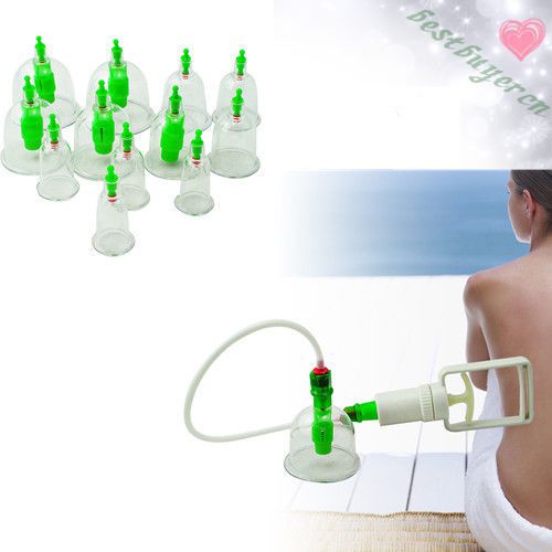 Chinese medical 12pcs cups body cupping set + 6 magnets point home therapy~~ for sale