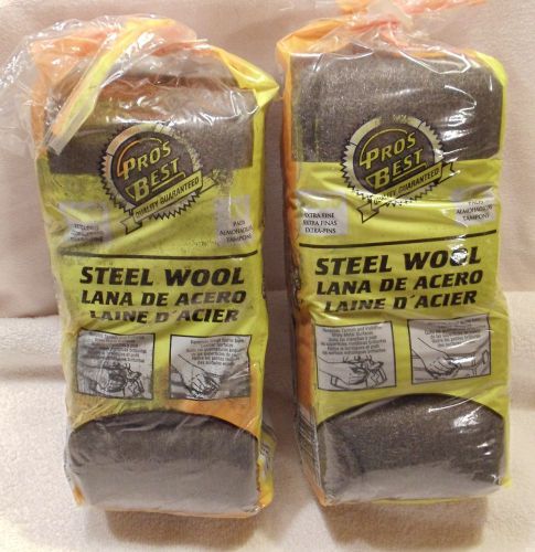 2 Packs PROS BEST A000-16 EXTRA FINE STEEL WOOL PADS #000 32 pads FREE SHIPPING