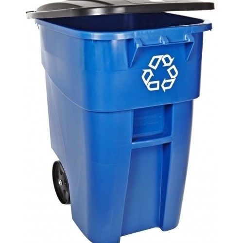 Trash can recycle bin large rubbermaid commercial 50 gallon rollout container for sale