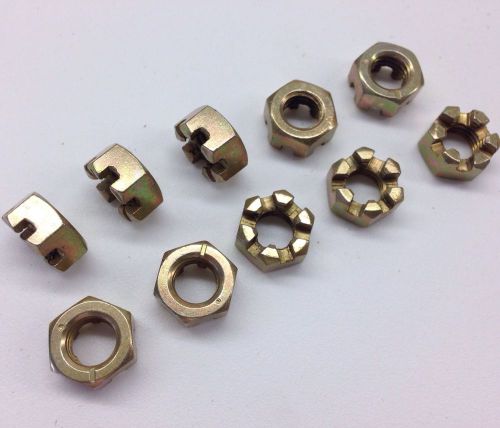 1/2&#034; slotted castle nuts 10 pcs cadmium chromate plated military spec ms35692-14 for sale