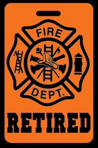 Orange retired firefighter luggage/gear bag tag - free personalization for sale
