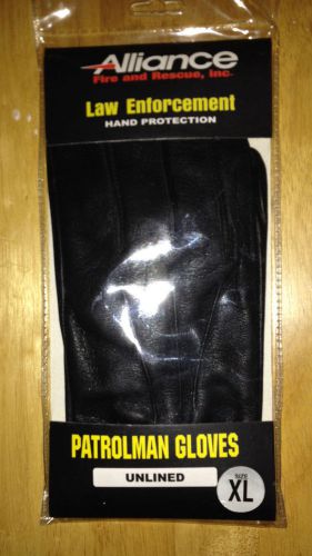 Alliance fire and rescue patrolman gloves black unlined leather size xl for sale