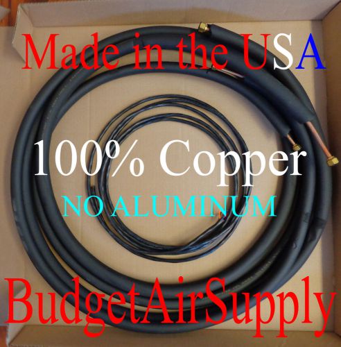 1/4 x 3/8 x 25ft 1/2&#034;wall Insulated 100% Copper mini split Line set+Control wire