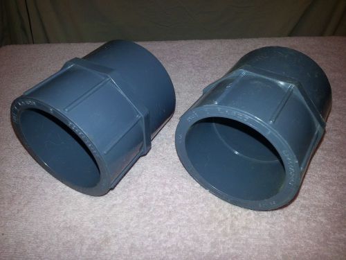 (2) lasco schedule 80 sch pvc 2-1/2&#034; couplings made in usa d2467 d26464 for sale