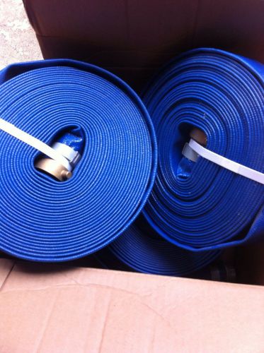 1 1/2&#034; X 50&#039; X 4  200 Feet Total Blue PVC Lay Flat Water Discharge Hose Assembly