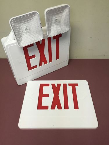 New White Double Face Exit Light Battery Backup Red Letters 13&#034; x 10&#034;