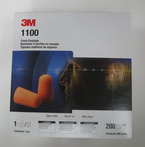 3M 1100 Uncorded Disposable Foam Ear Plugs Individually Packaged 200 Pairs/Box