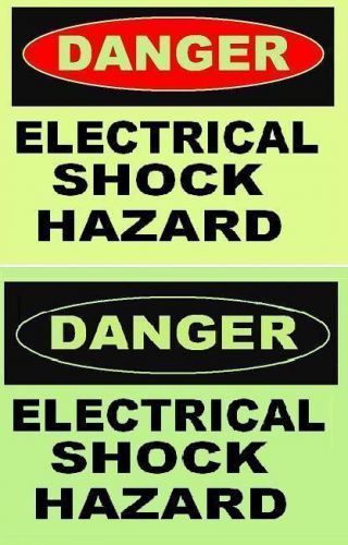 Electrical shock hazard   glow in the dark  plastic sign for sale