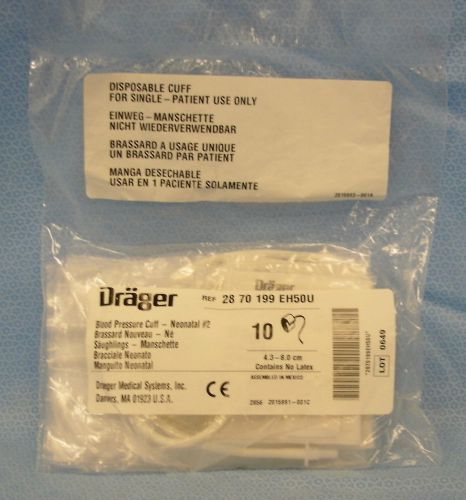 1 Bag/10 Drager Medical Disposable  Blood Pressure Cuffs #28 70 199 EH50U