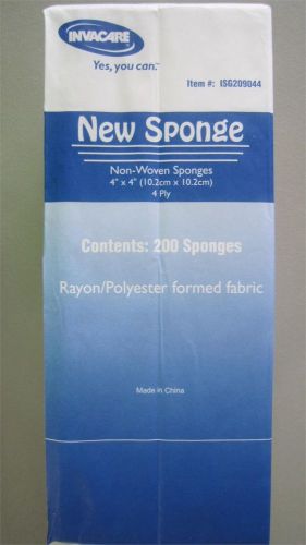 Invacare 4 x 4&#034; New Sponge Non-Woven Rayon 4 Ply Non-Sterile ISG209044 Qty 200