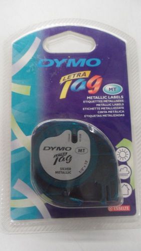 Dymo 91338 LetraTag Tape, 1/2&#034; x 13 Ft., Plastic, Metallic Silver
