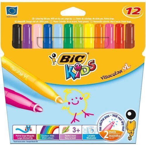 Bic kids visa xl colouring pens - assorted (pack of 12) for sale