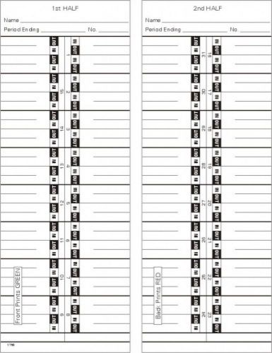 Time card semi-monthly double sided timecard 1790 box of 1000 for sale