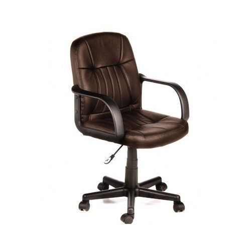 Brown Leather Mid-Back Chair Comfort Products Office &amp; Home, Chocolate ,New