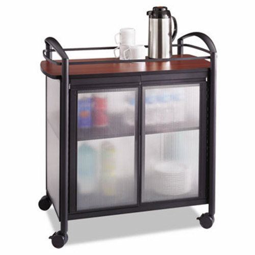 Safco Impromptu Refreshment Cart, 1-Shelf, Cherry/Black (SAF8966BL)