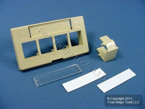 Leviton ivory 4-port quickport cubicle wallplate data faceplate 49910-si4 for sale