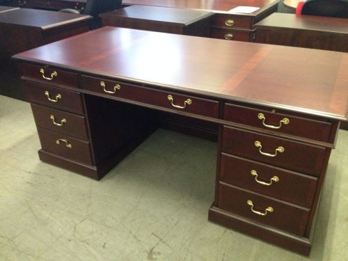 Executive desk by bernhardt in mahogany color wood for sale