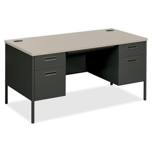 Metro classic double pedestal desk, 60w x 30d x 29-1/2h, gray patterned/charcoal for sale