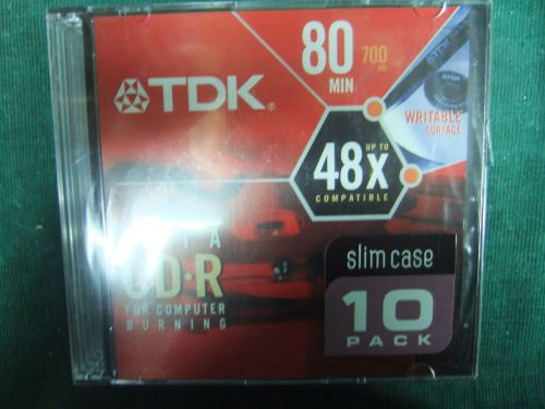 Lot of 10 CD-R TDK with cases and 2 Sony CD-RWs with cases  BRAND NEW