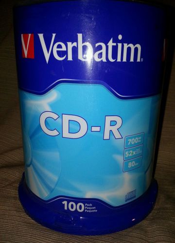 Verbatim Cd-R Discs, 700Mb/80Min, 52X, Spindle, Standard, 100/Pack