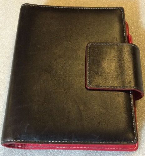 Black Compact Faux Leather Franklin Covey Planner Binder 1.25&#034;  Rings Free Ship