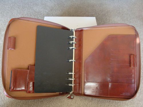 Franklin Covey Monarch 7 Ring 1.25&#034; Full Grain Leather Planner Binder Zip Nice !