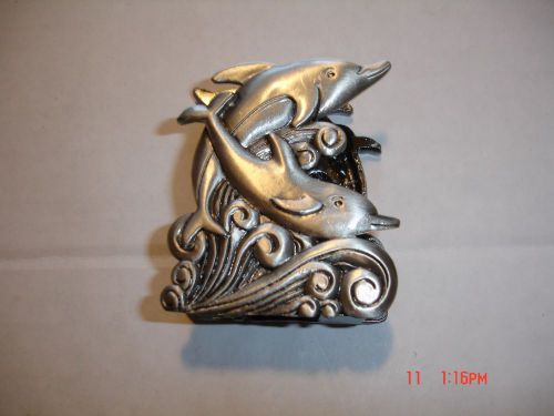 MULTIPLE DOLPHIN, PEWTER BUSINESS CARD HOLDER
