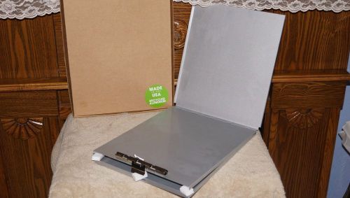 NIB Aluminum 2 Compartment Document Storage Box Metal Office Clip Board Made USA