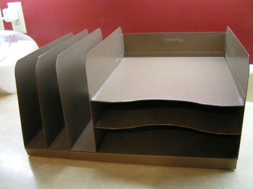 Vintage VERTIFLEX beige Metal Industrial Desk Organizer Paper Trays and Dividers