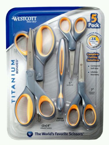 SCISSORS Titanium Cutting Solutions (5 Scissors) Westcott Office or Home Use