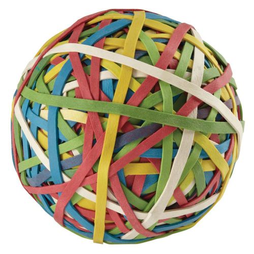ACCO Rubber Band Ball contains 275 Assorted Colored Office Home 3.25&#034; x .125&#034; ##