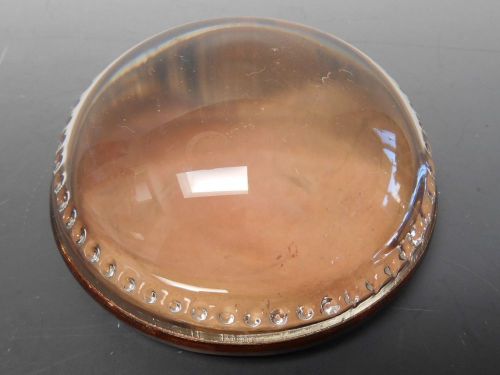 Magnifying Dome Beaded Copper Base Paperweight 3&#034; Wide Antique