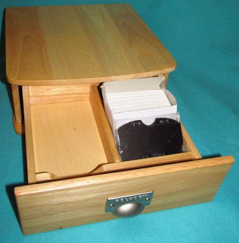 New Rolodex Office Blank Cards File Phone Center Oak Wood Organizer System