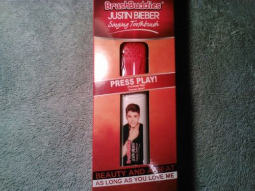 New Justin Bieber Singing Tooth brush PRESS PLAY 2 songs As Long As You Love Me