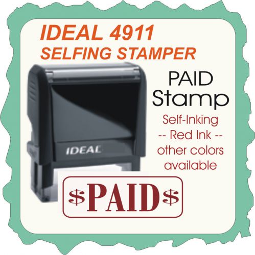 PAID, Custom Made Self Inking Rubber Stamp 4911 Red Ink