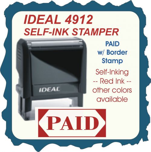 PAID w/border, Self Inking Medium Sized Rubber Stamp 4912 RED Ink