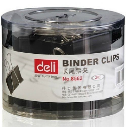 24pc Black Binder Clips,41mm Wide/15mm Capacity, OfficeMax K0961