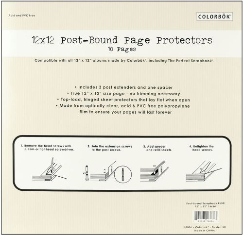 Top loading 3-hole page protectors 12 inch x 12 inch-10/pkg with 3 765468166643 for sale