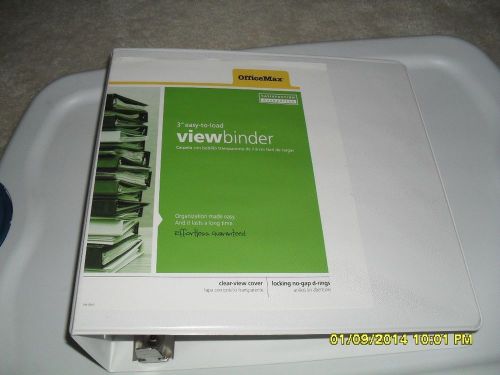 Officemax 3&#034; easy-to-load view binder white 3 inch for sale