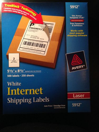 Avery 5912 Internet Shipping Labels - 5.5x 8.5 - 500 Labels/250 Sheets - NIB