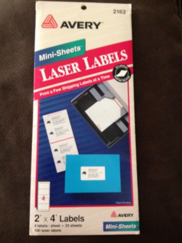 Avery 2163 Laser Labels. 2&#034; x 4&#034;. 4 Labels/sheet . 20 Sheets. 80 Labels